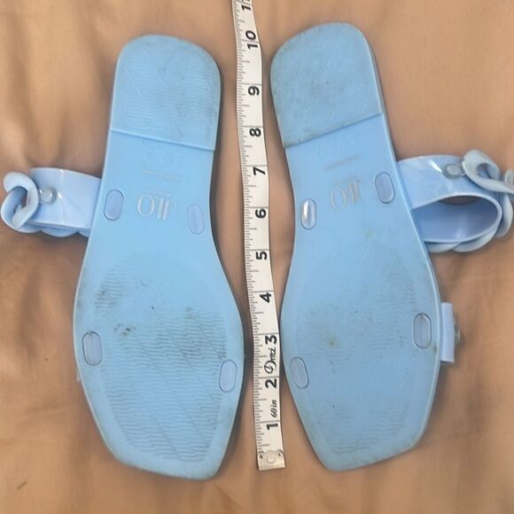 Light blue size 8 jelly rubber chain detail flat flip flops sandals GUC No box - Picture 6 of 14